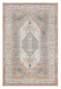 Priya Orange and Green Traditional Distressed Washable Rug