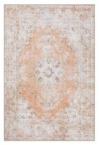 Zarina Orange and Beige Traditional Distressed Washable Rug