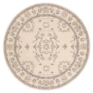 Sienna Beige and Black Scandi Pattern Round Rug
