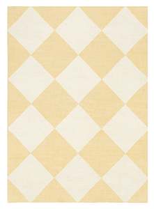Yellow Rugs: Ellis Yellow Cream Checkered Washable Rug