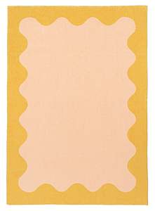 Melody Pink and Yellow Wiggle Bordered Washable Rug