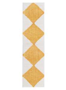Agatha Ivory and Yellow Checkered Runner Rug