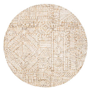 Jordan Mustard and Beige Geometric Modern Round Rug