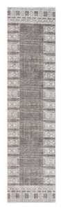 Nautical Rugs: Raia Charcoal and Grey Tribal Distressed Washable Runner Rug