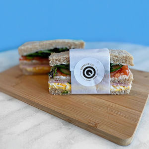 Club sandwiches ham egg, cucumber, tomato and lettuce