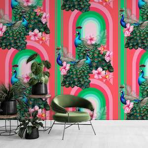 Misslolo Wallpaper: Peacocks in Miami Wallpaper by Miss Lolo