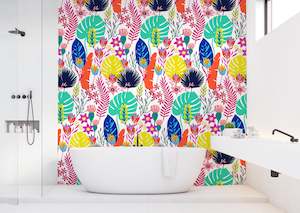 Bathroom Peel Stick: Them Tropical Vibes Removable Bathroom Wallpaper