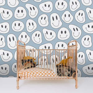 Peel And Stick Wallpaper: A Happy Life (blue) Peel + Stick by Miss Lolo