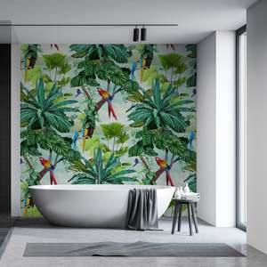 Vinyl Wallpaper: Tropical Macaw Vinyl Wallpaper