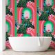 Peacocks in Miami Removable Bathroom Wallpaper