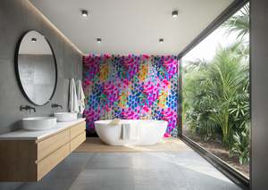 Bathroom Peel Stick: Chasing Rainbows Removable Bathroom Wallpaper