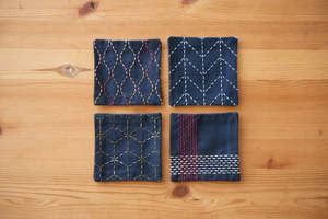 Gifts To Make: Sashiko Cotton Fabric - Navy Coaster