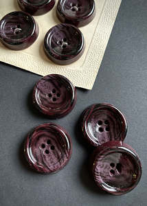 Vintage: Vintage Coat Buttons. Chocolate Brown 35mm