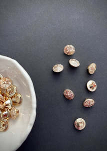 Vintage: Vintage Gold Glass Buttons, 12mm