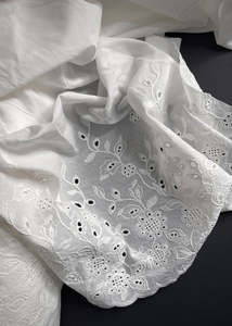 Alba - Broderie Anglais Border Cotton Voile