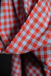 Linen: Hot Candy Organic Cotton Linen Gingham Fabric