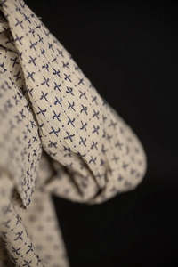 Hope Blues Cross Stitch Indian Cotton Fabric