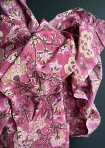 Hand Printed Cotton - Magenta Bloom
