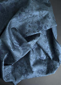 Light Weight: Stella Floral, Ocean. Cotton Poplin Fabric