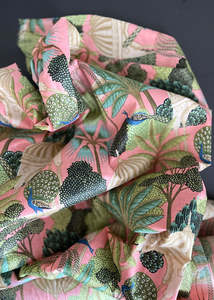 Light Weight: Hand Printed Cotton - Peacock Plume