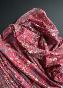 Hand Printed Cotton - Palmier Red