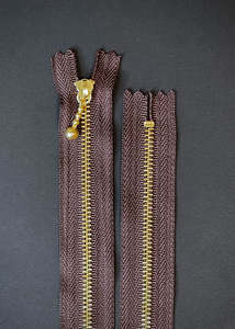 YKK Brass Zip with Ball Pull, Dark Brown