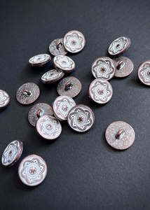 Metal Buttons: Metal Shank Buttons - copper with white 15mm