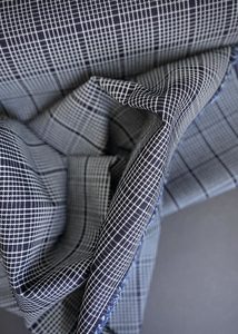 Denim Fabrics: Sanded Indigo Check Jacquard
