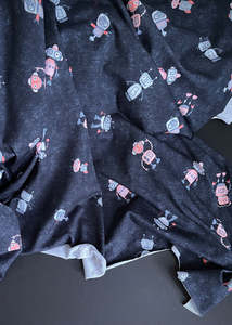 Jersey Knit: Robots, Night Sky. Organic Cotton Jersey