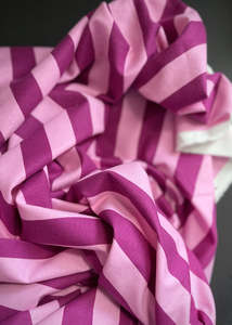 Flannel: Bazaar Cotton Flannel, Berry Stripe