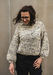 Sale 1: White Sheep Sweater, Ruke Knit. Print Knitting Pattern