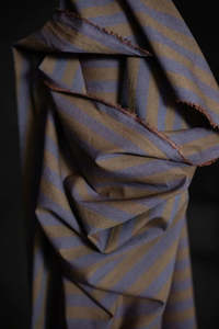 Leafy Plum Organic Cotton Linen Stripe Fabric