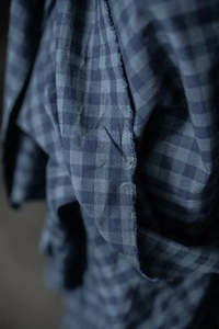 Uniform Blues Organic Cotton Linen Gingham Fabric