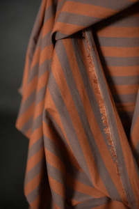 Double Chocolate Organic Cotton Linen Stripe Fabric