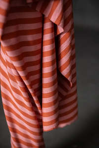 Pink Blush Organic Cotton Linen Stripe Fabric