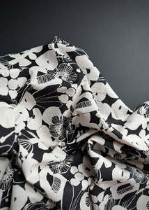 Linen: Garden Sketch Black, Japanese Cotton Linen Fabric