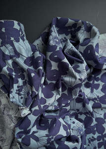Garden Sketch Blue, Japanese Cotton Linen Fabric