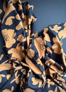 Floral Cutout Ochre, Japanese Cotton Linen Fabric