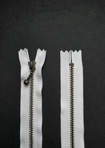 Haberdashery: YKK Antique Brass Zip with Ball Pull, Bright White