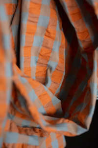 Organic Cotton Gingham Seersucker - Persimmon