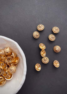 Buttons: Vintage Metal Buttons, Gold Cone 11mm