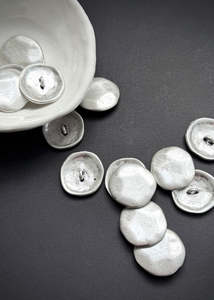 Buttons: Brushed Metal Buttons - Shank Irregular Silver 20mm