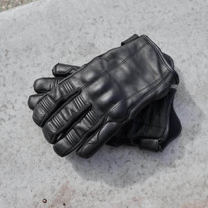 'Shorties' 2.0 Short Black Leather Waterproof Motorbike Gloves