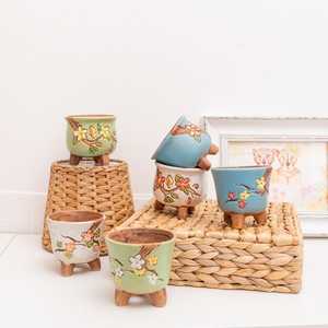 Small Size Pots: Small Footed Glazed Ceramic Plant Pots/Planters
