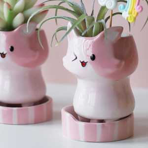 Ceramic Pots/Planters - "Kitty"