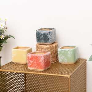 Small Size Pots: Square Glazed Ceramic Plant Pots/Planters