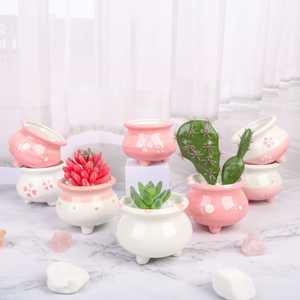 Small Size Pots: Glazed Ceramic Plant Pots - Small Footed Pots