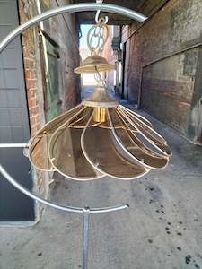 Sale Stock: 1980's Smokey Glass Fan Pendant       M12