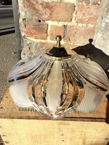 1980s Lighting: Brass and Glass Ceiling Light  1980's  CL2