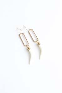 Accessories: Niho Nui - White & Gold Statement Earring